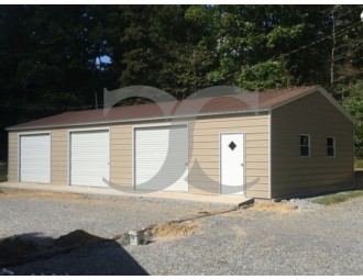 Side Entry Metal Garage | Vertical Roof | 24W x 51L x 9H |  Workshop